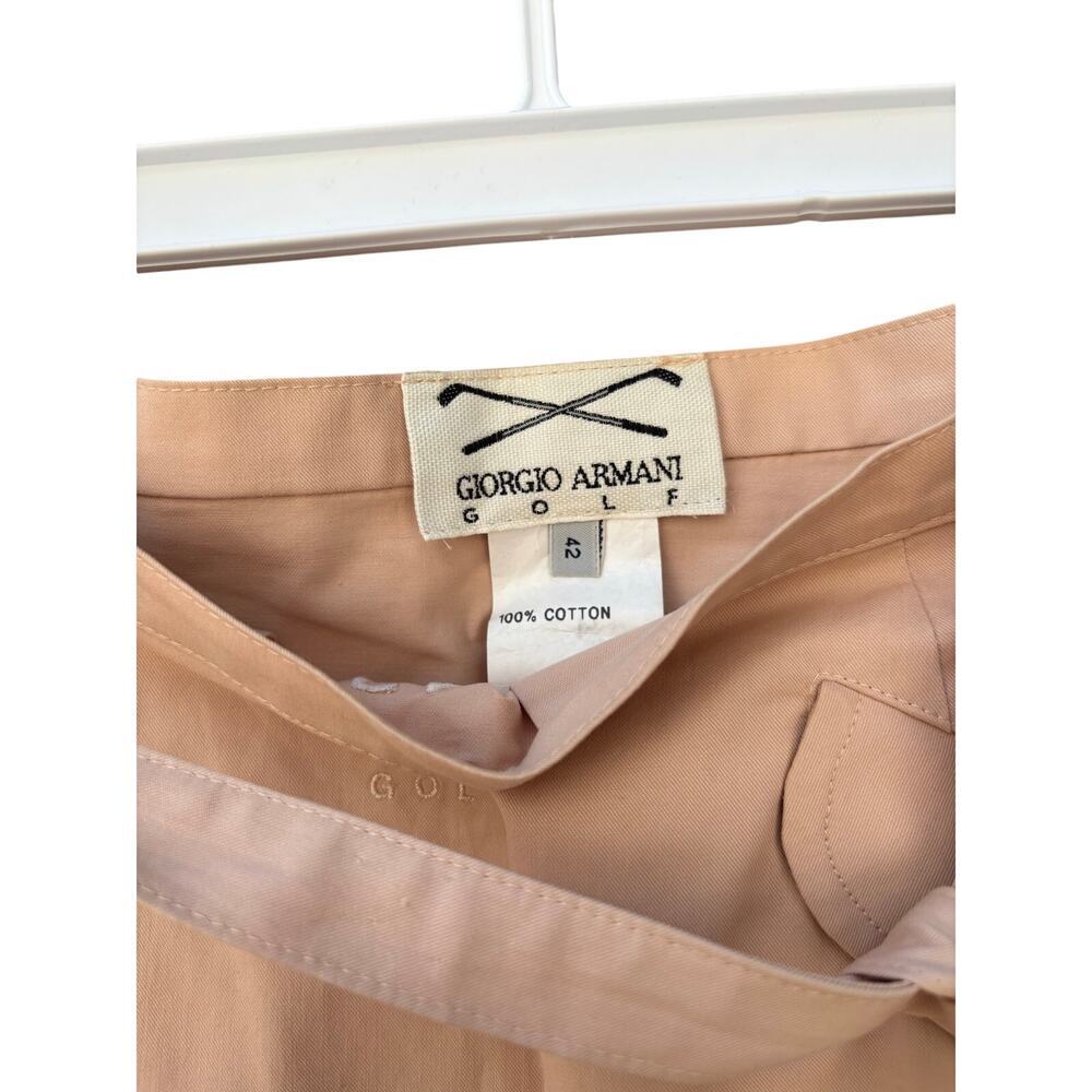 Giorgio Armani Pink Cotton A-Line Skirt Belted Italy Women EU 42 US 8 Luxury - Picture 2 of 6